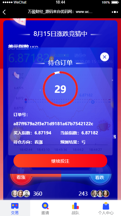 【USDT指数涨跌】蓝色UI二开币圈万盈财经币圈源码K线正常插图(4)